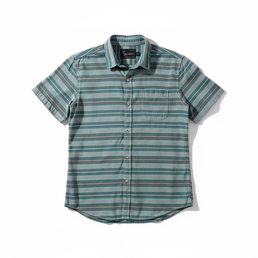 Top Man Green Striped Short Sleeve Shirt